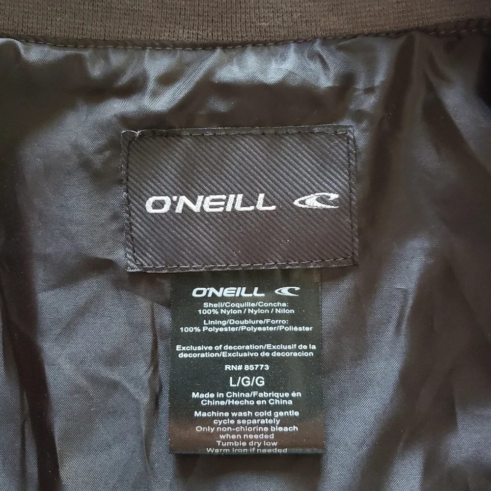 O'Neill Boys Lightweight Jacket‎ Size L Gray Mock Neck Snap Front Pockets NEW